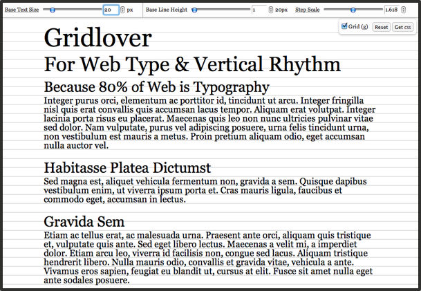 Screenshot of Gridlover prototype